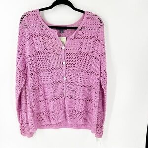 ✅ NWT NORTHERN ISLES PINK OPEN KNIT CARDIGAN SIZE LARGE